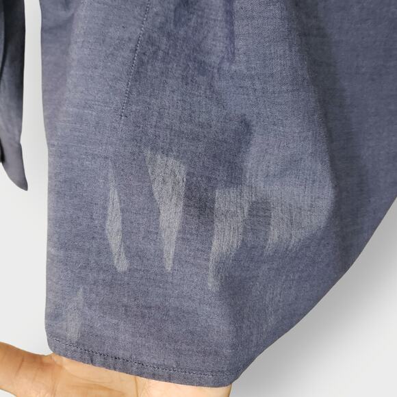 John Varvatos Cotton Button Up Shirt Chambray Blue Sz Lg Career Preppy Business - Picture 7 of 16